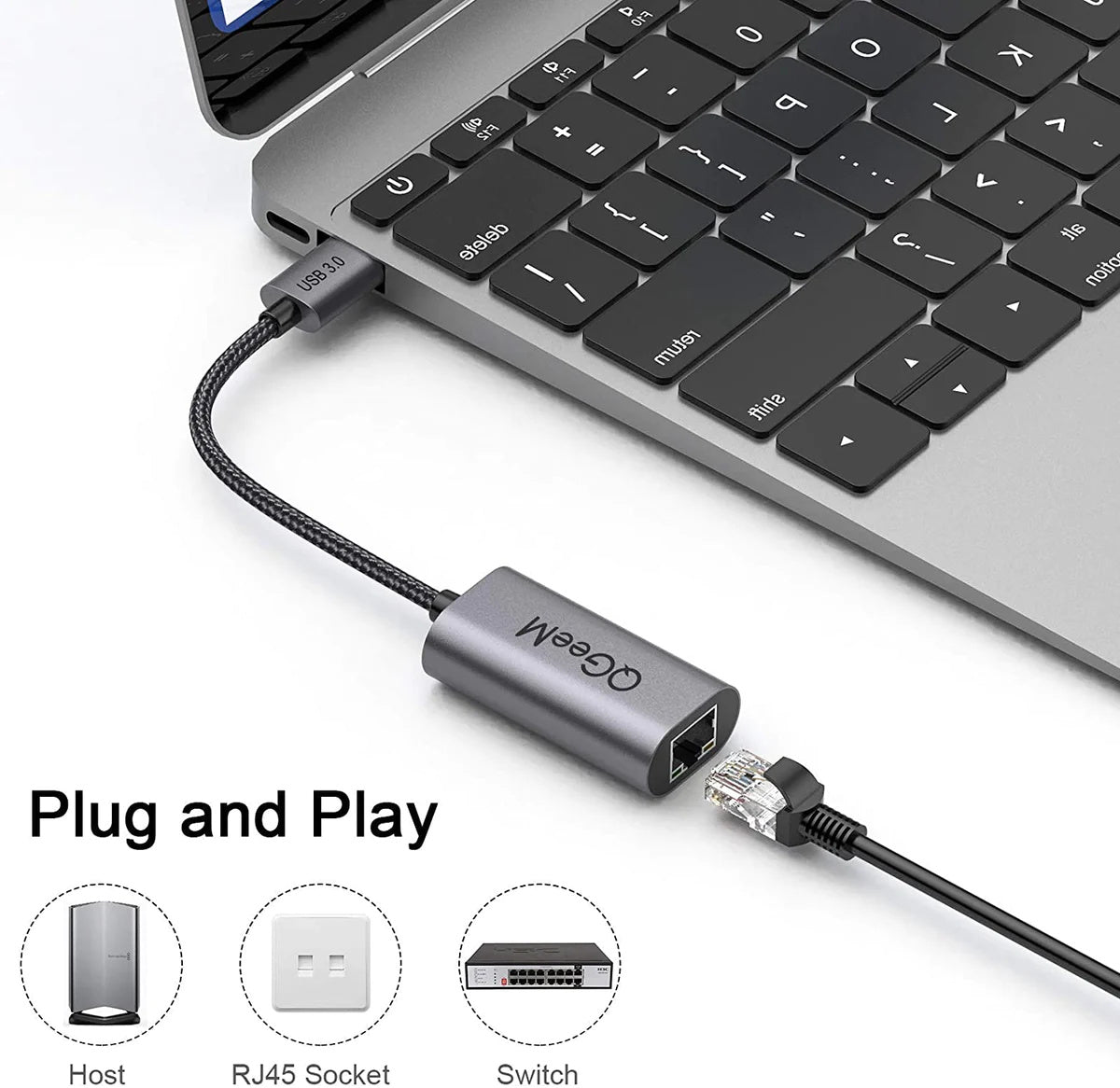 QGeeM USB 3.0 to Gigabit Ethernet Adapter 1 Gbps