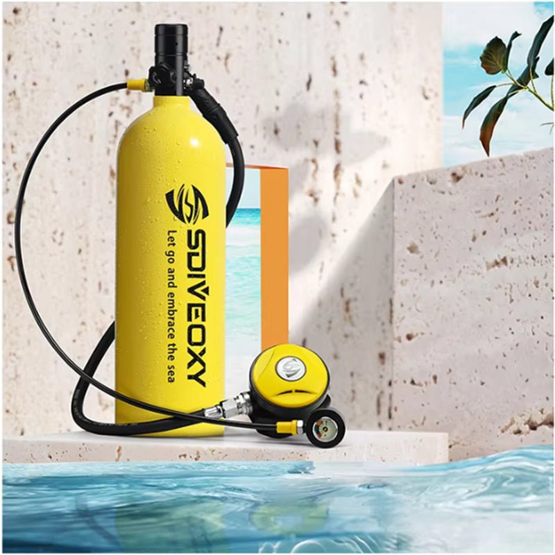 Scuba Tank Kit Portable, 2L Mini Diving Tank Pump Adult with Diving Snorkel Mask, for Underwater Exploration Emergency Rescue Work - QGeeM