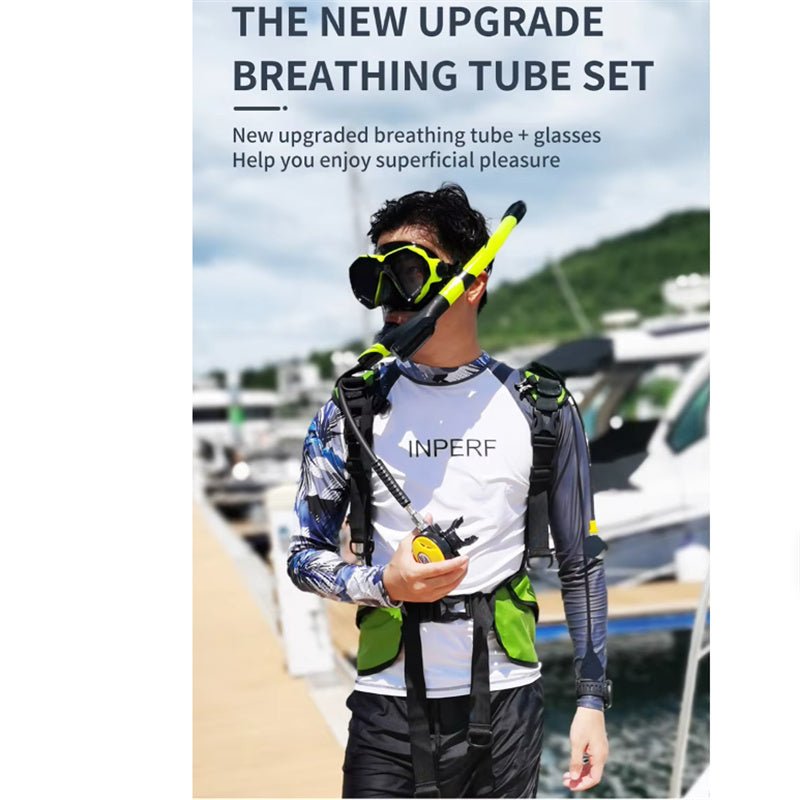 Scuba Tank Kit Portable, 2L Mini Diving Tank Pump Adult with Diving Snorkel Mask, for Underwater Exploration Emergency Rescue Work - QGeeM