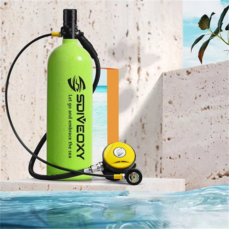 Scuba Tank Kit Portable, 2L Mini Diving Tank Pump Adult with Diving Snorkel Mask, for Underwater Exploration Emergency Rescue Work - QGeeM