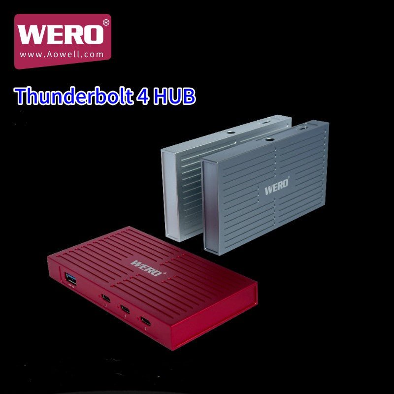 Thunderbolt 4 HUB 4× Thunderbolt 4 Ports (40Gbps) , USB - A 10Gbps, 8K/4K Display Compatible for Macs/Windows - QGeeM