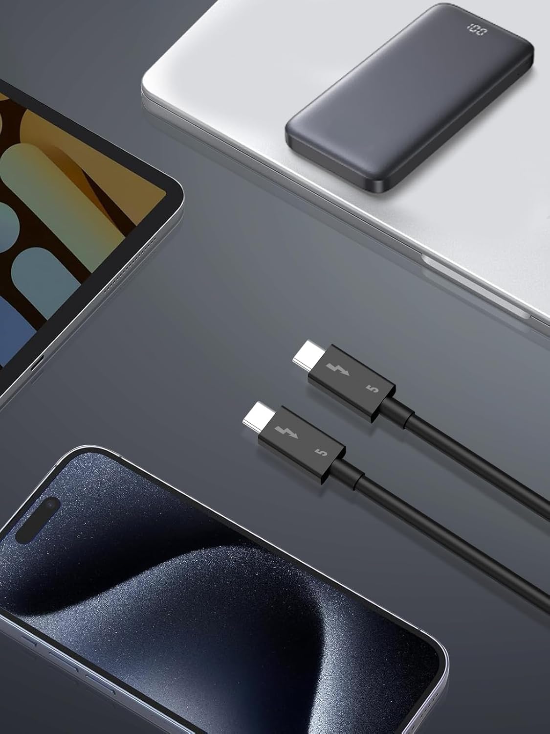 Thunderbolt 5 Cable, Supports 8K Display/ 80Gbps Data Transfer/ 120Gbps Bandwidth Boost/ 240W Fast Charging, Compatible with Thunderbolt 4, USB4, Thunderbolt 3 and USB - C, Black - QGeeM