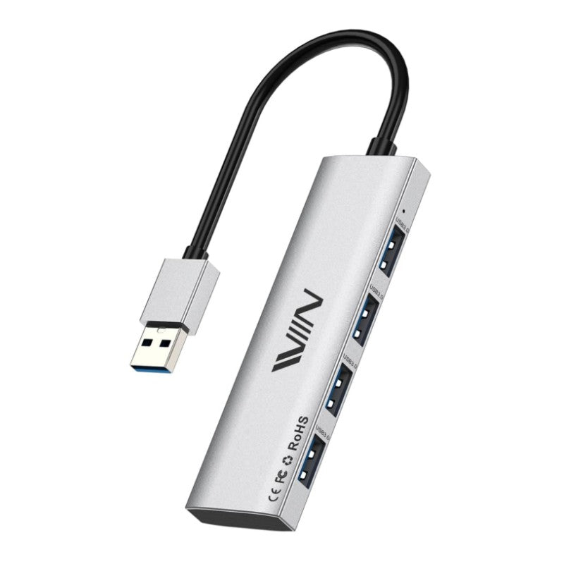 USB 3.0 Hub, 4 Port USB Hub Splitter, USB A Expander Portable USB Adapter Multiport Data Hub for Laptop, iMac Pro, MacBook Air, Mac Mini/Pro, Surface Pro, USB Flash Drives, and Mobile HDD - QGeeM