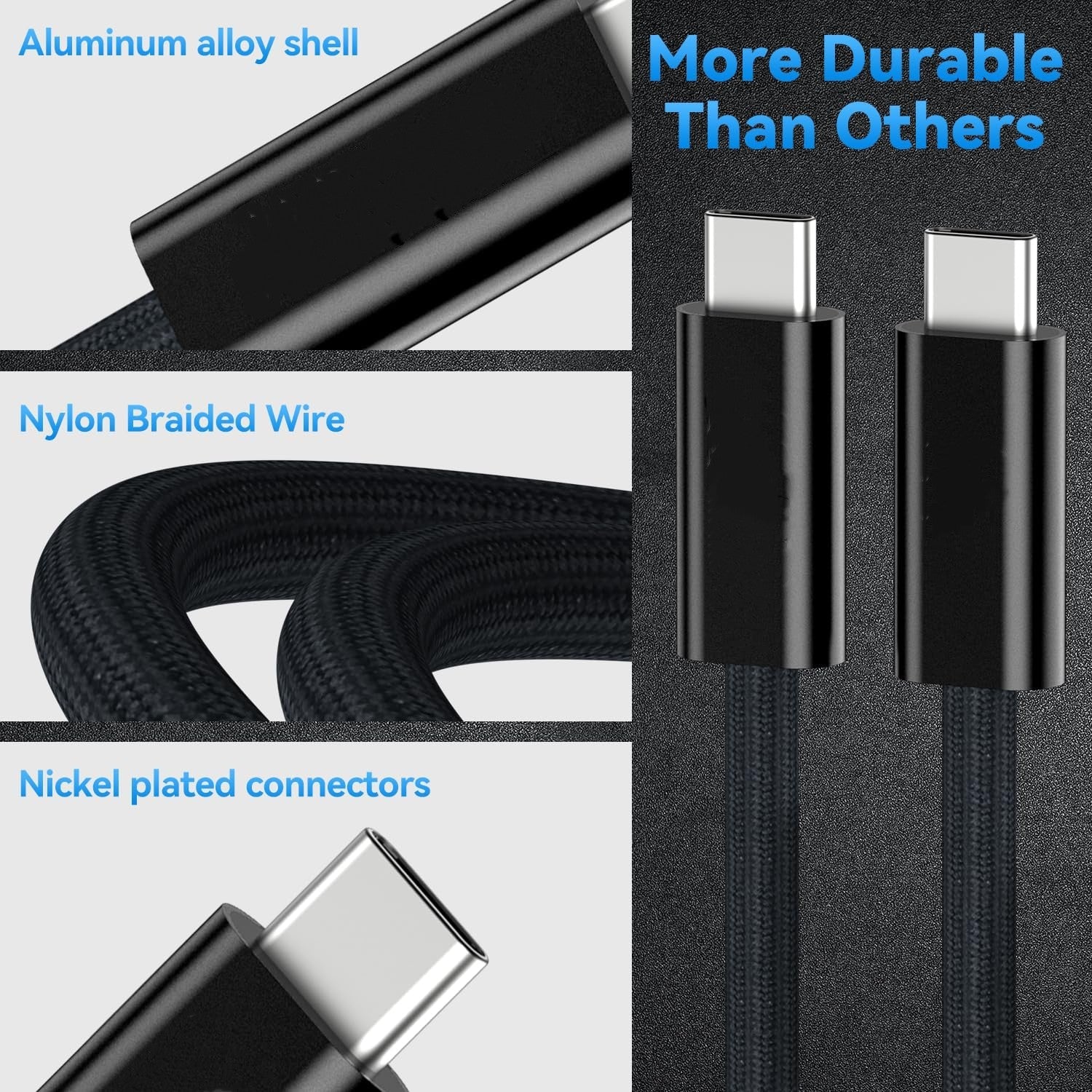 USB 5 Cable,80Gbps Data Transfer,,240W Fast Charging,8K@60Hz,4k@120Hz&144Hz Display,Compatible with Thunderbolt 4 Cable,USB4,Apple Mac,iPhone - QGeeM