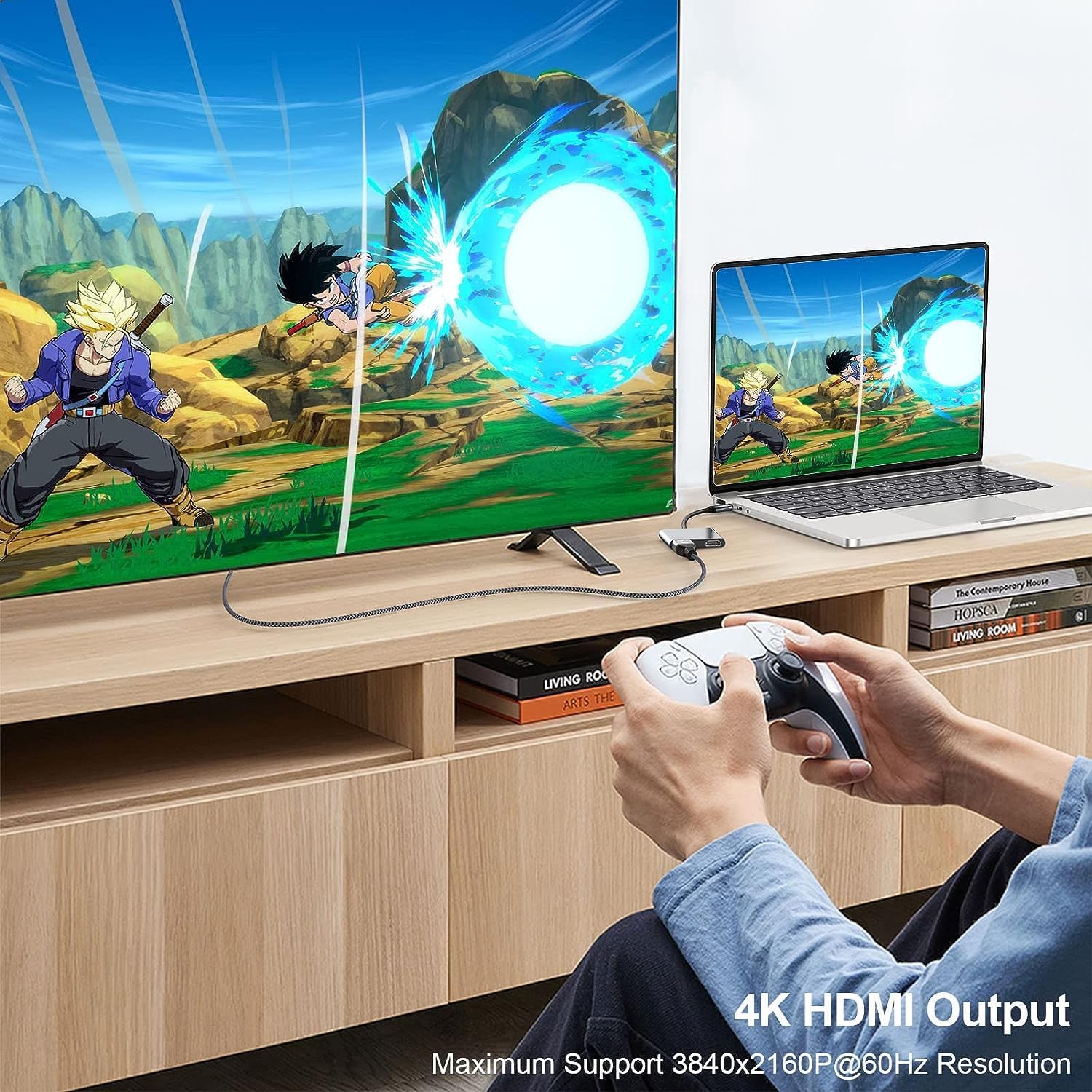 USB C to Dual HDMI Adapter, Type C to HDMI Splitter for Dual Monitors Extended Display, 4K@60Hz for 1 Port 4K@30Hz for 2 Ports,Converter for Dell XPS 13/15/17, HP, Lenovo, Surface Type C Laptop - QGeeM