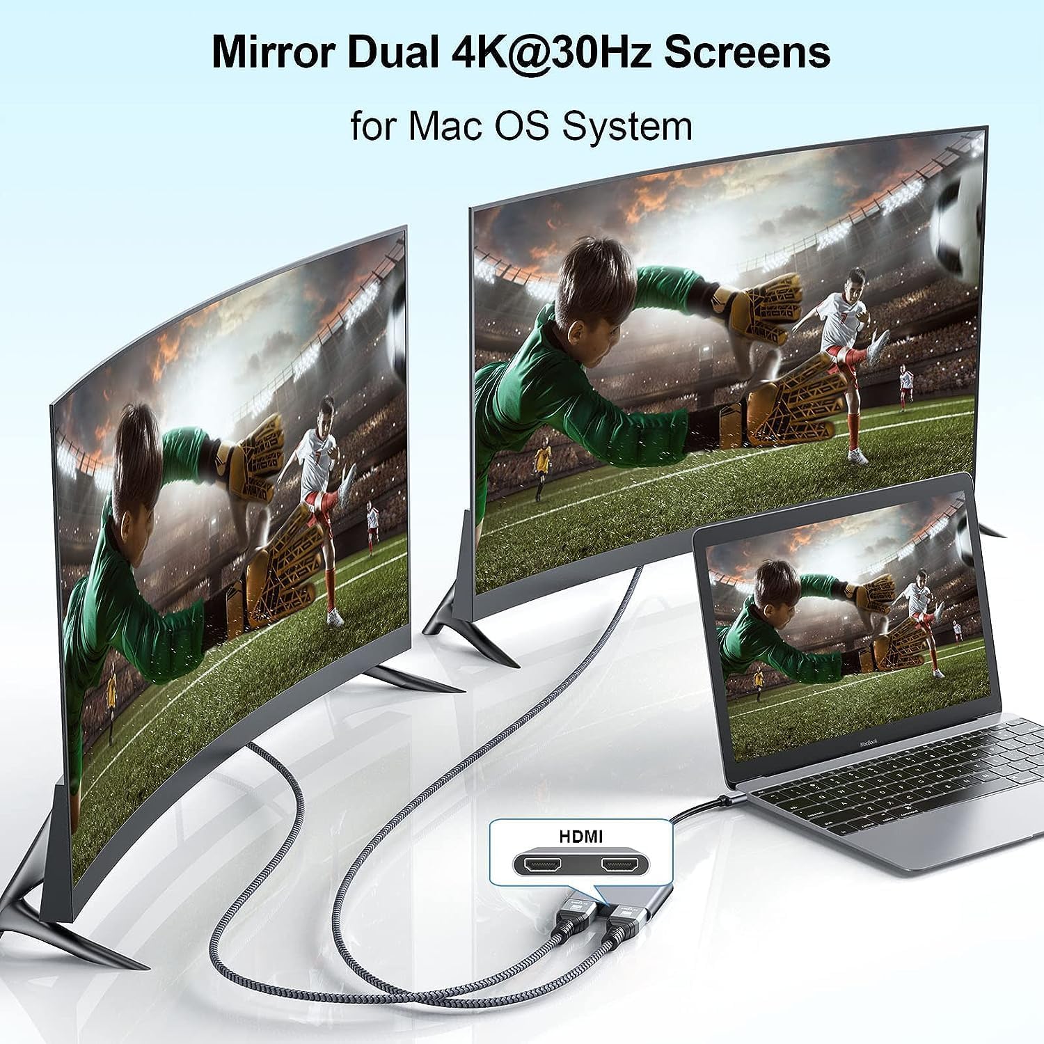 USB C to Dual HDMI Adapter, Type C to HDMI Splitter for Dual Monitors Extended Display, 4K@60Hz for 1 Port 4K@30Hz for 2 Ports,Converter for Dell XPS 13/15/17, HP, Lenovo, Surface Type C Laptop - QGeeM