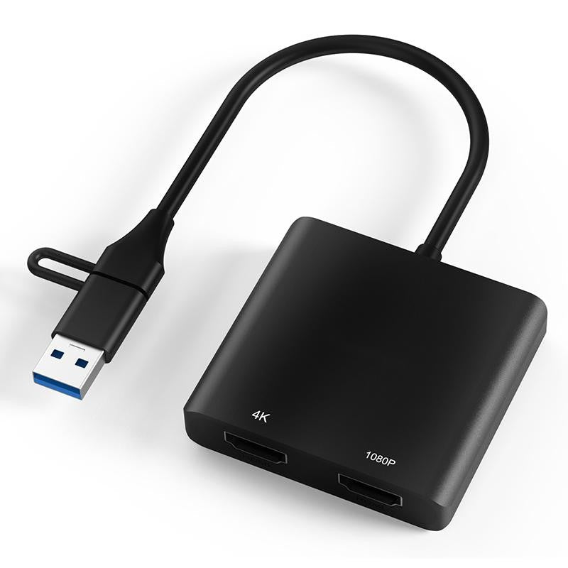 USB C/USB 3.0 to HDMI Splitter Extended Display docking station, USB C to HDMI Adapter for Windows and Mac OS, Support Displaylink - QGeeM