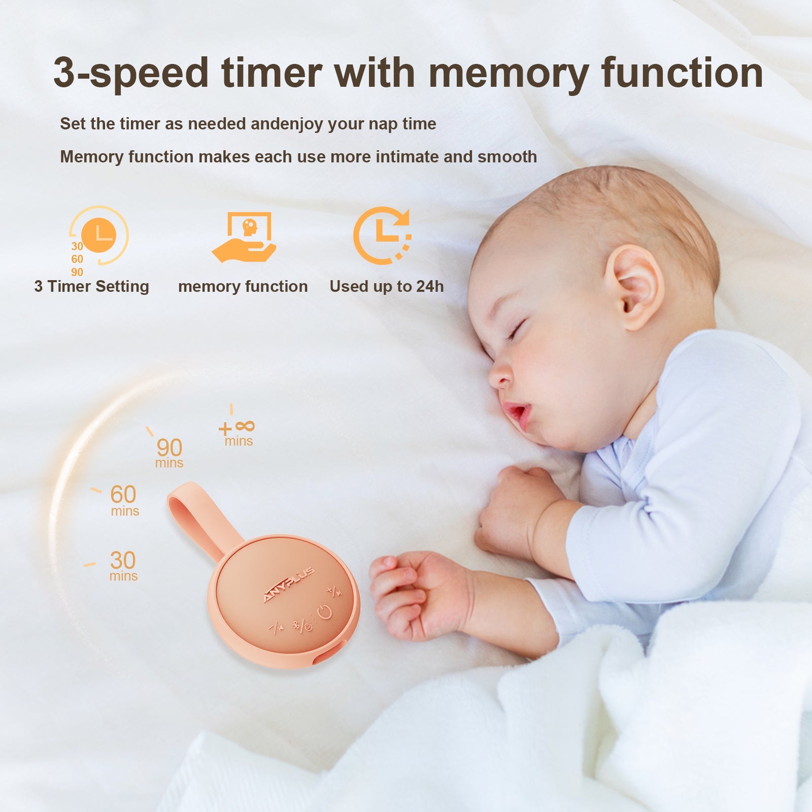 White Noise Sound Machine, Noise Machine for Baby Kids Adult Sleep with 24 Soothing Sounds, Memory Function, 3 Timer & Voice Recording, Portable Wireless Speaker for Home, Travel - QGeeM