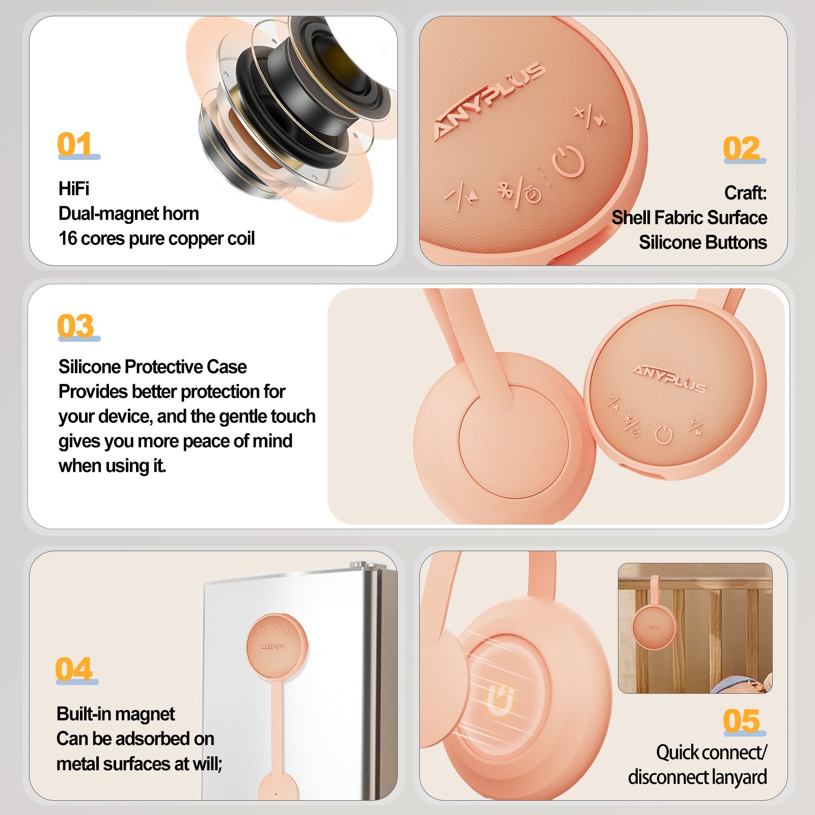 White Noise Sound Machine, Noise Machine for Baby Kids Adult Sleep with 24 Soothing Sounds, Memory Function, 3 Timer & Voice Recording, Portable Wireless Speaker for Home, Travel - QGeeM