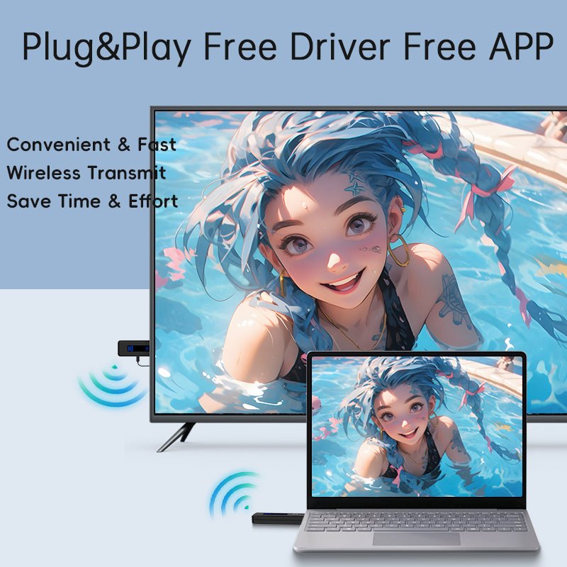 Wireless Display Adapter 1080P@60Hz – 5.8GHz HDMI Screen Mirroring Dongle, Plug & Play, Ultra - Compact ABS Design, 50M Range, Multi - Device Casting (8 - in - 1), No Wi - Fi/Apps Needed for Home/Office/Gaming - QGeeM