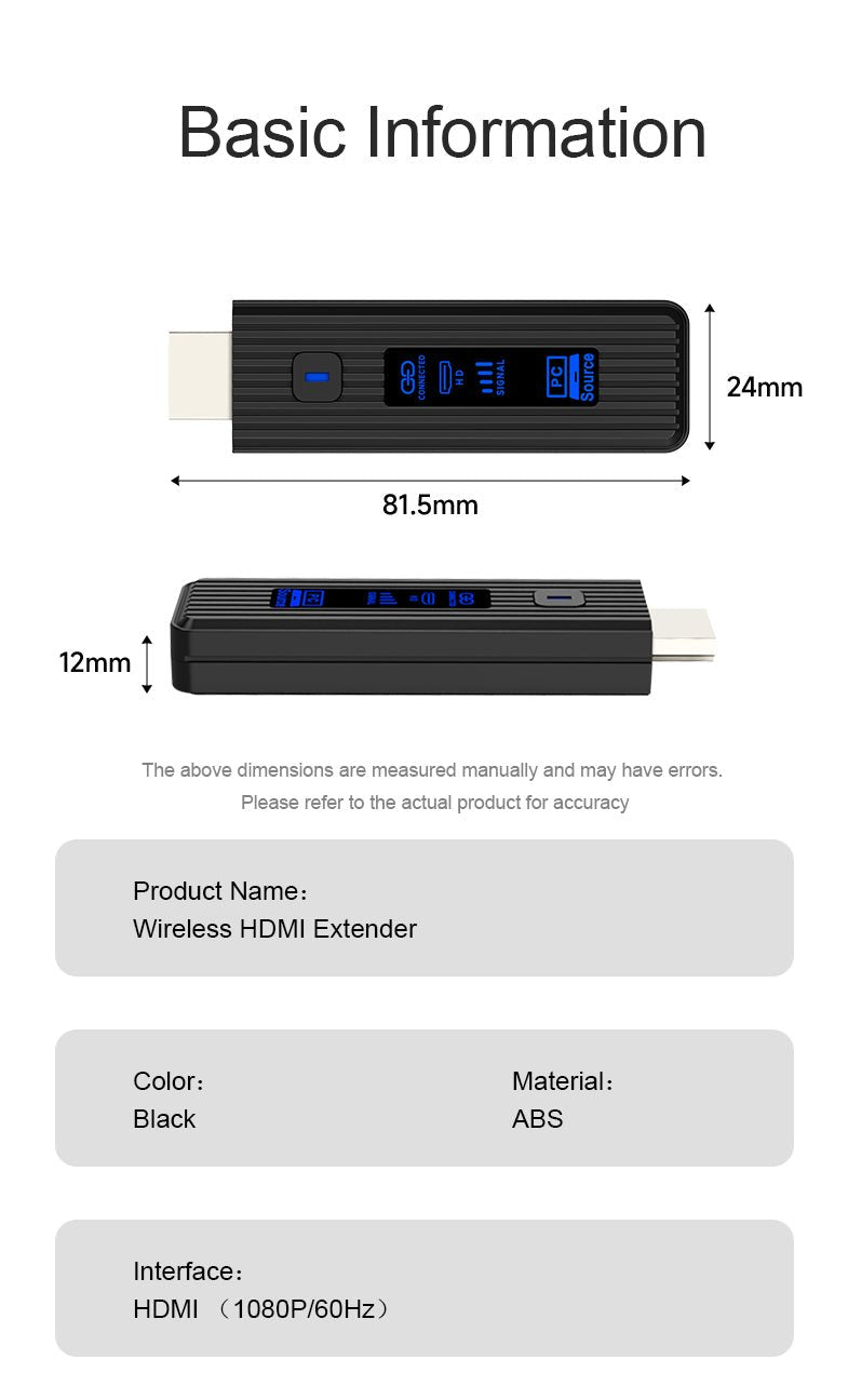 Wireless Display Adapter 1080P@60Hz – 5.8GHz HDMI Screen Mirroring Dongle, Plug & Play, Ultra - Compact ABS Design, 50M Range, Multi - Device Casting (8 - in - 1), No Wi - Fi/Apps Needed for Home/Office/Gaming - QGeeM