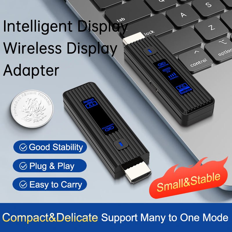 Wireless Display Adapter 1080P@60Hz – 5.8GHz HDMI Screen Mirroring Dongle, Plug & Play, Ultra - Compact ABS Design, 50M Range, Multi - Device Casting (8 - in - 1), No Wi - Fi/Apps Needed for Home/Office/Gaming - QGeeM