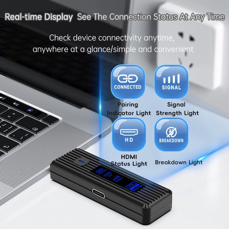 Wireless Display Adapter 1080P@60Hz – 5.8GHz HDMI Screen Mirroring Dongle, Plug & Play, Ultra - Compact ABS Design, 50M Range, Multi - Device Casting (8 - in - 1), No Wi - Fi/Apps Needed for Home/Office/Gaming - QGeeM