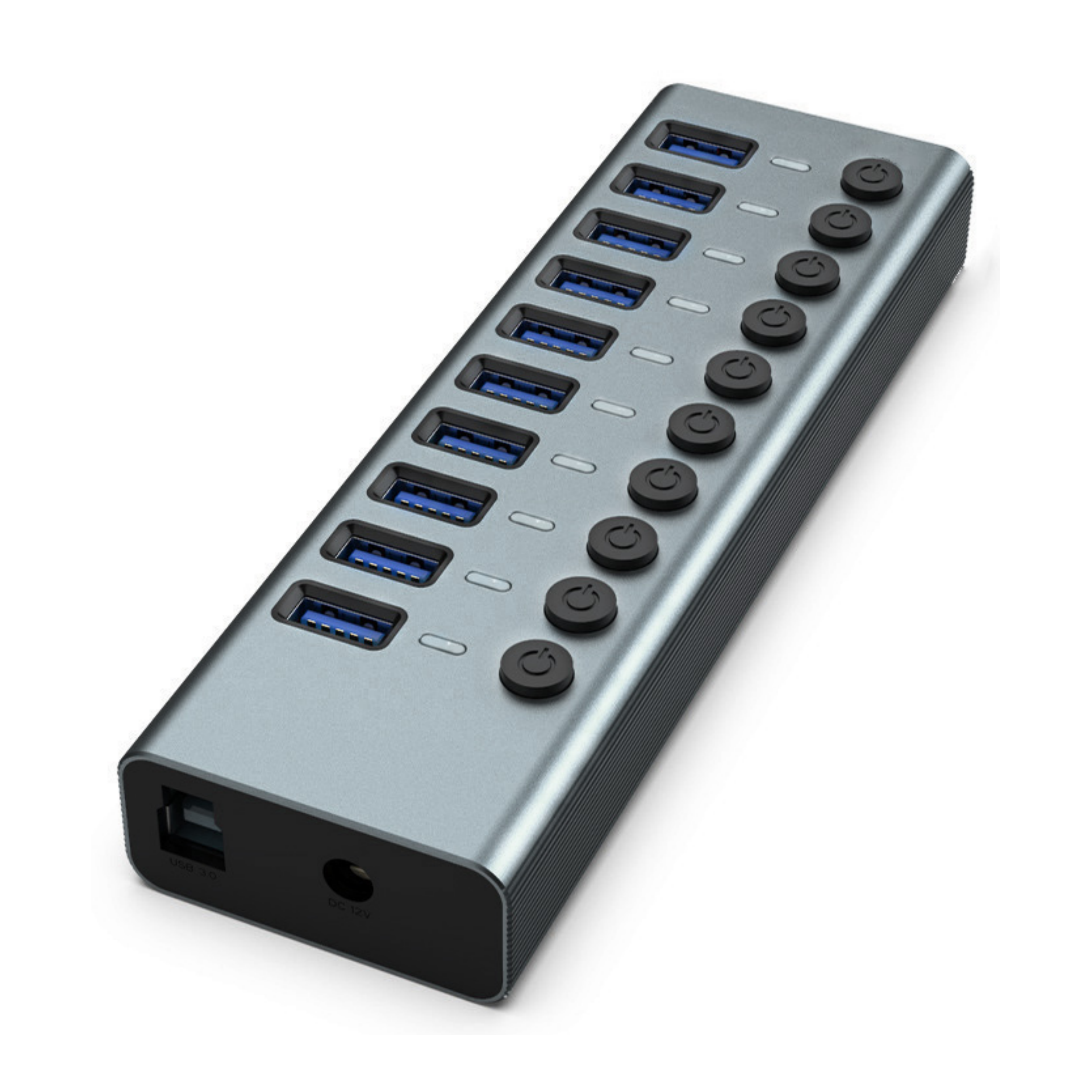 QGEEM 10 Ports USB 3.2 Hub with 10Gbps Data Speed, Aluminum Housing, USB Hub Powered with 36W Power Adapter, USB Hub for PC/Laptop, Computer, Flash Drive, Printer, Camera