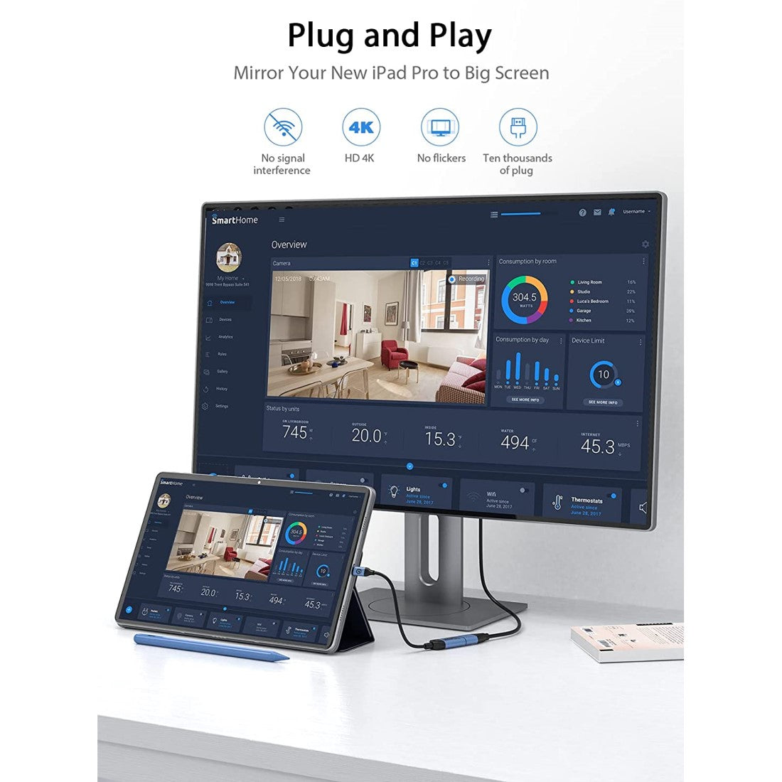 QGeeM USB C to HDMI Adapter-4K, Thunderbolt 3