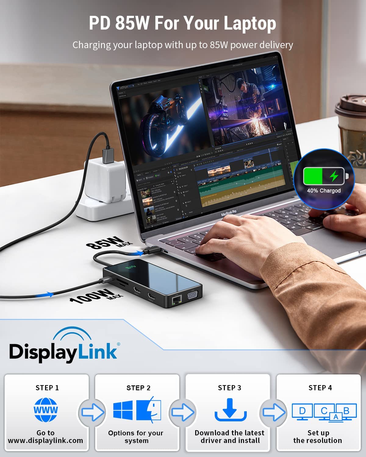 IVIIN 11-in-1 USB-C Quadruple Docking Station - QGeeM