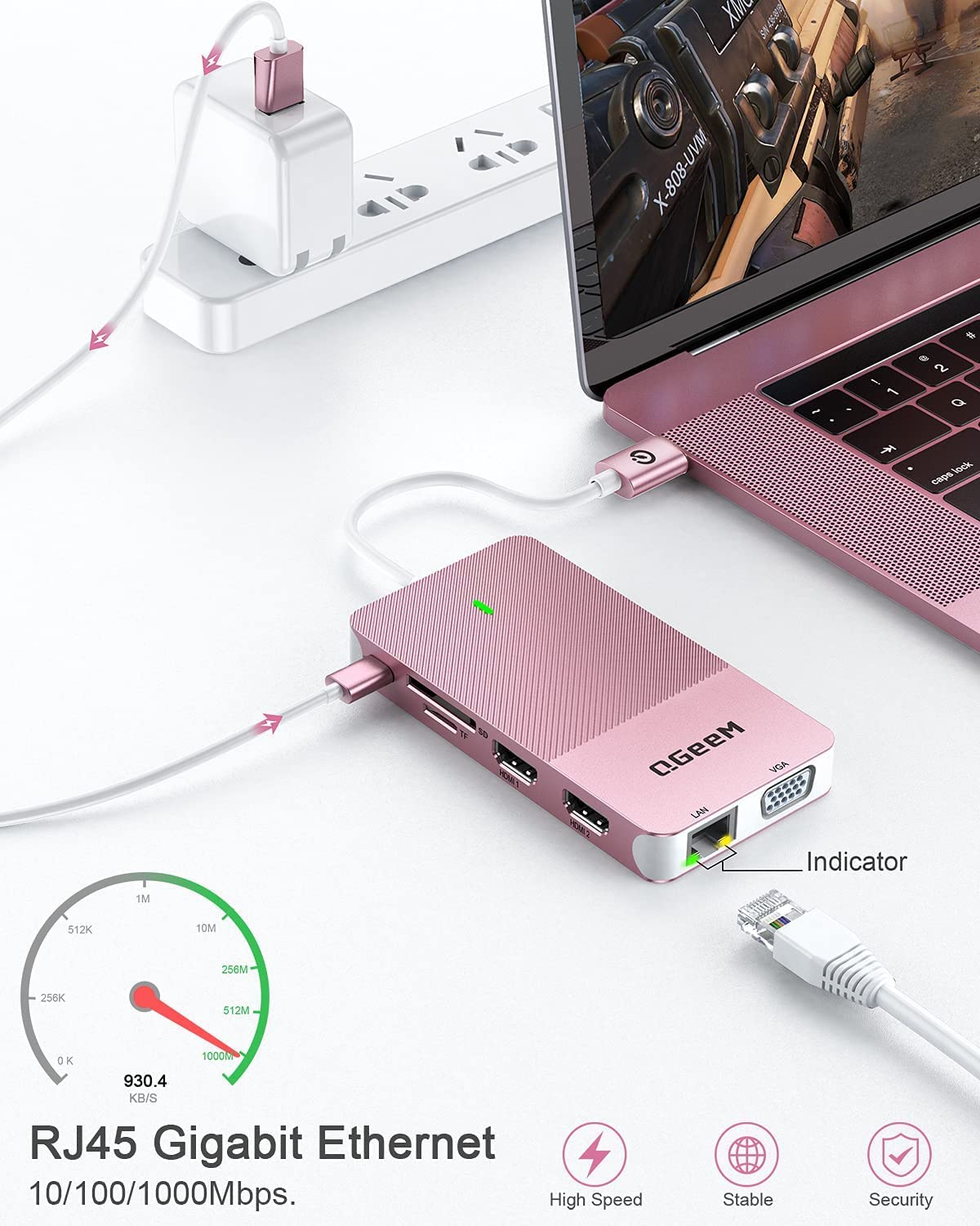 QGeeM 11-in-1 USB C/3.0 Hub with VGA - QGeeM