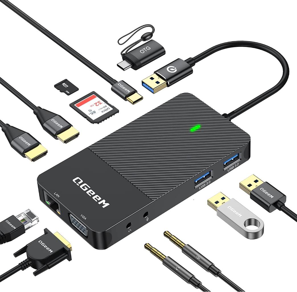 QGeeM 11-in-1 USB C/3.0 Hub with VGA - QGeeM