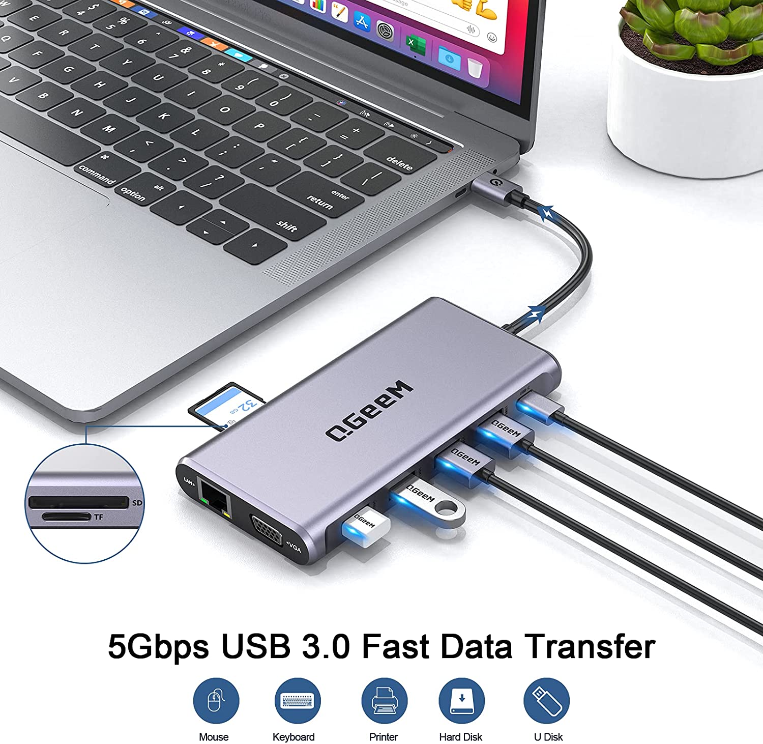 QGeeM 12-in-1 USB-C Docking Station with VGA - QGeeM