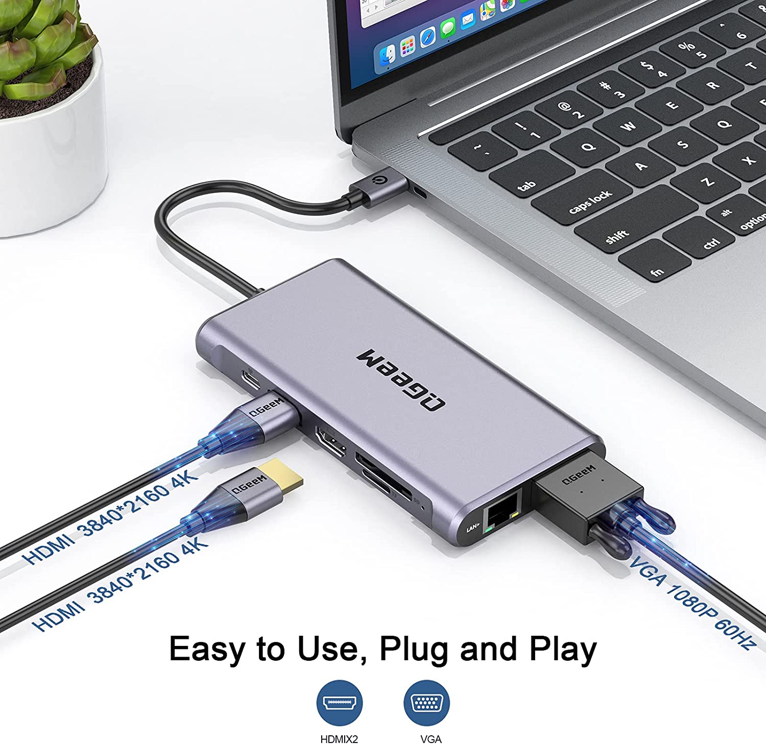 QGeeM 12-in-1 USB-C Docking Station with VGA - QGeeM