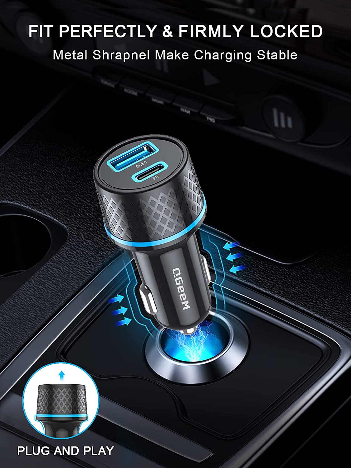 QGeeM 42.5W Type-C Car Charger - QGeeM