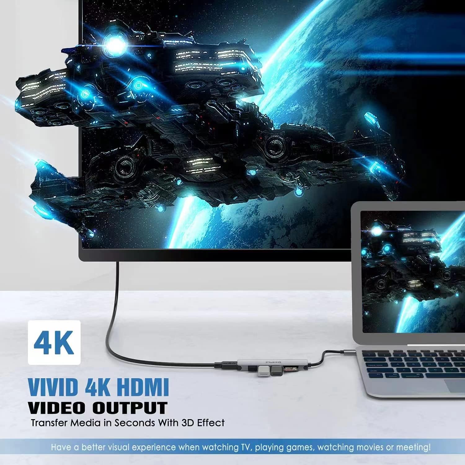 QGeeM 6 in 1 USB C HUB 5Gbp/s High - Speed HDMI 4K@30Hz - QGeeM