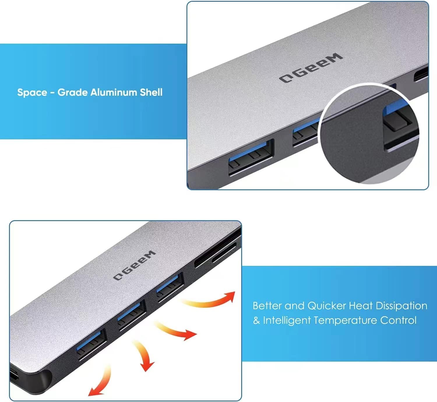 QGeeM 6 in 1 USB C HUB 5Gbp/s High - Speed HDMI 4K@30Hz - QGeeM