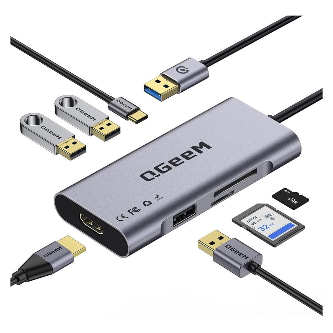 QGeeM 7-in-1 USB 3.0 Hub - QGeeM