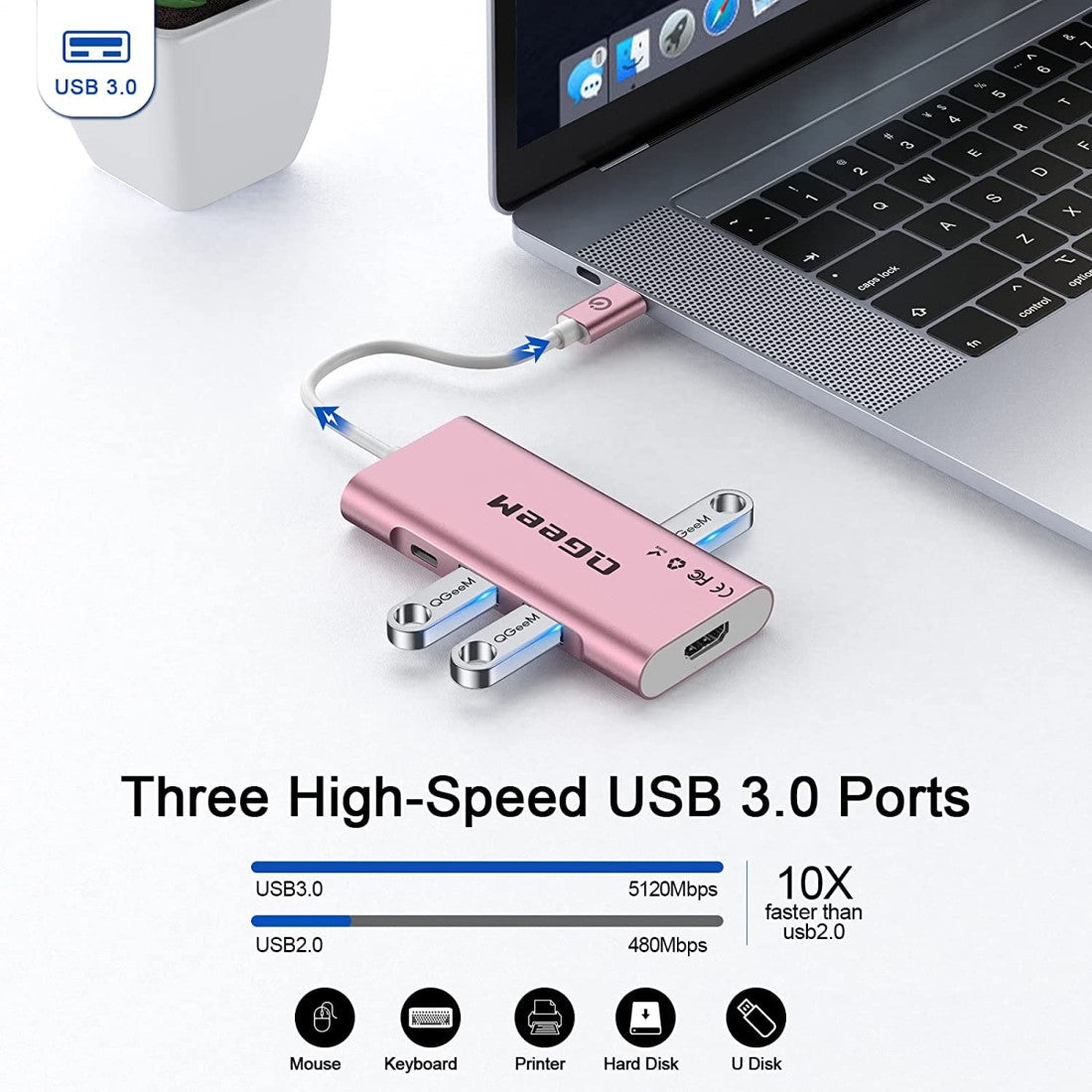 QGeeM 7-in-1 USB-C Hub 4K@30Hz - QGeeM