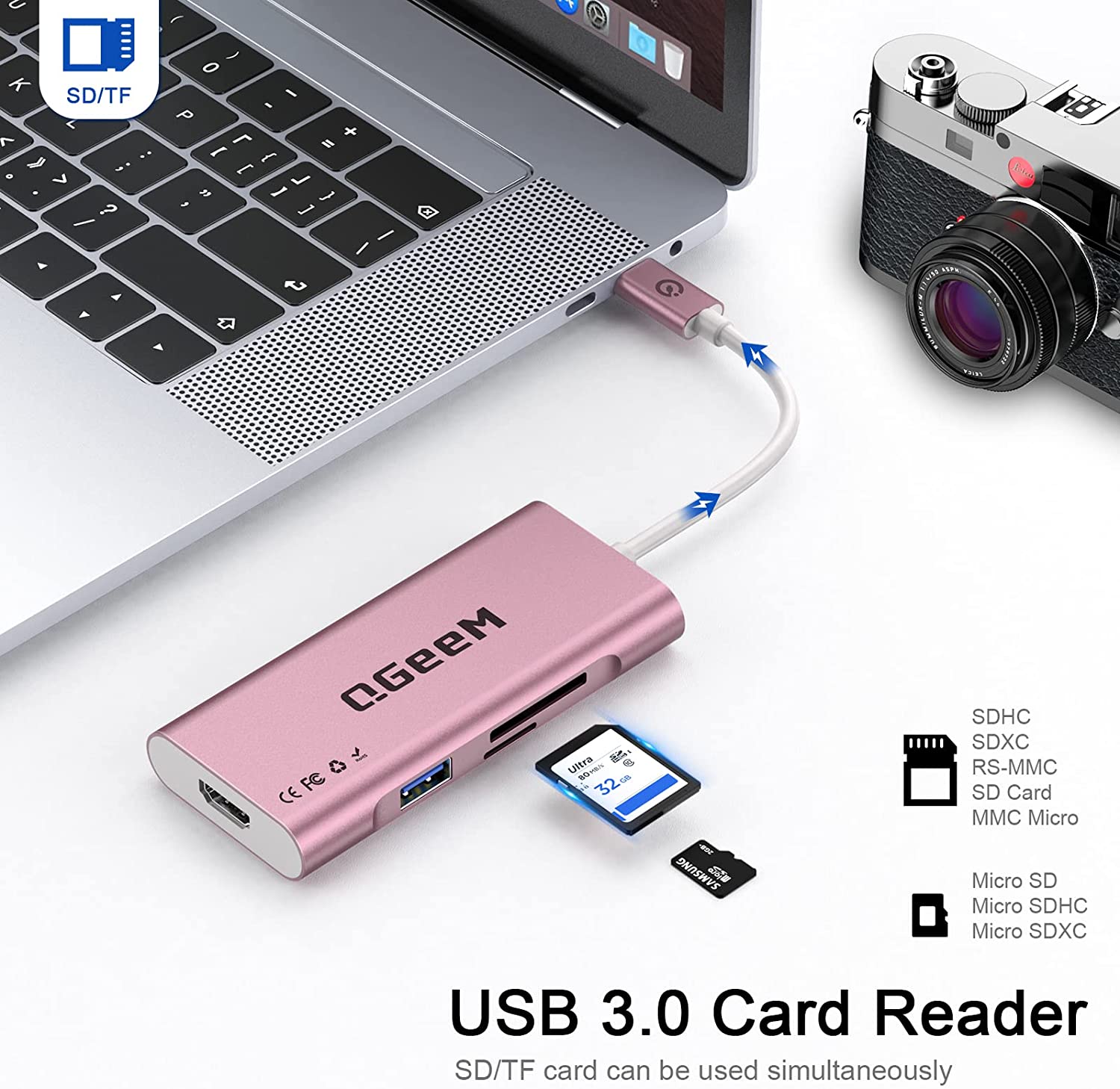 QGeeM 7-in-1 USB-C Hub 4K@30Hz - QGeeM