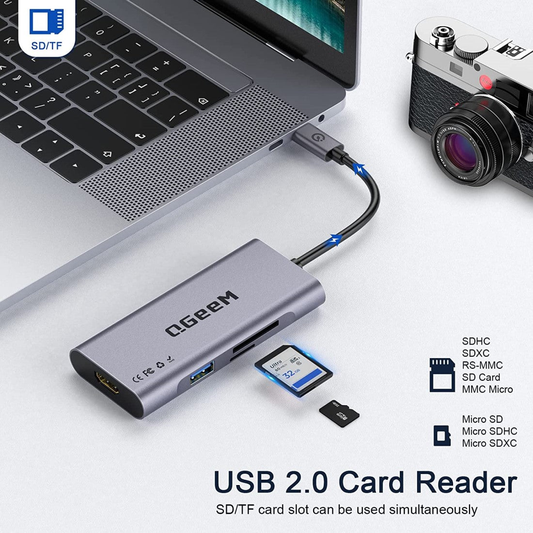 QGeeM 7-in-1 USB-C Hub 4K@30Hz - QGeeM