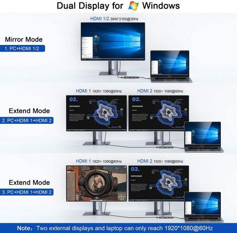 QGeeM 8-in-1 USB-C Hub with Dual HDMI - QGeeM