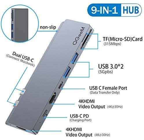 QGeeM 8-in-2 USB C Hub with HDMI - QGeeM