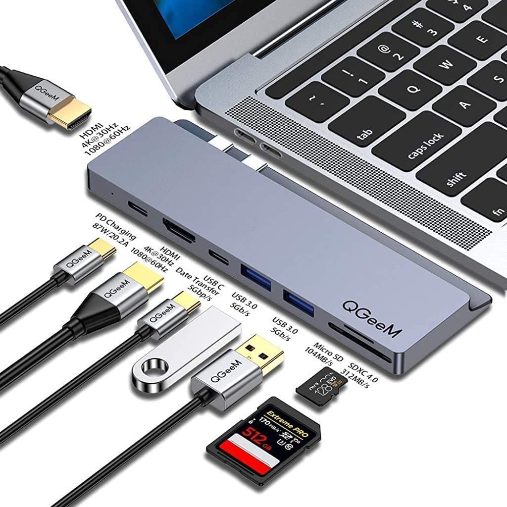 QGeeM 8-in-2 USB C Hub with HDMI - QGeeM