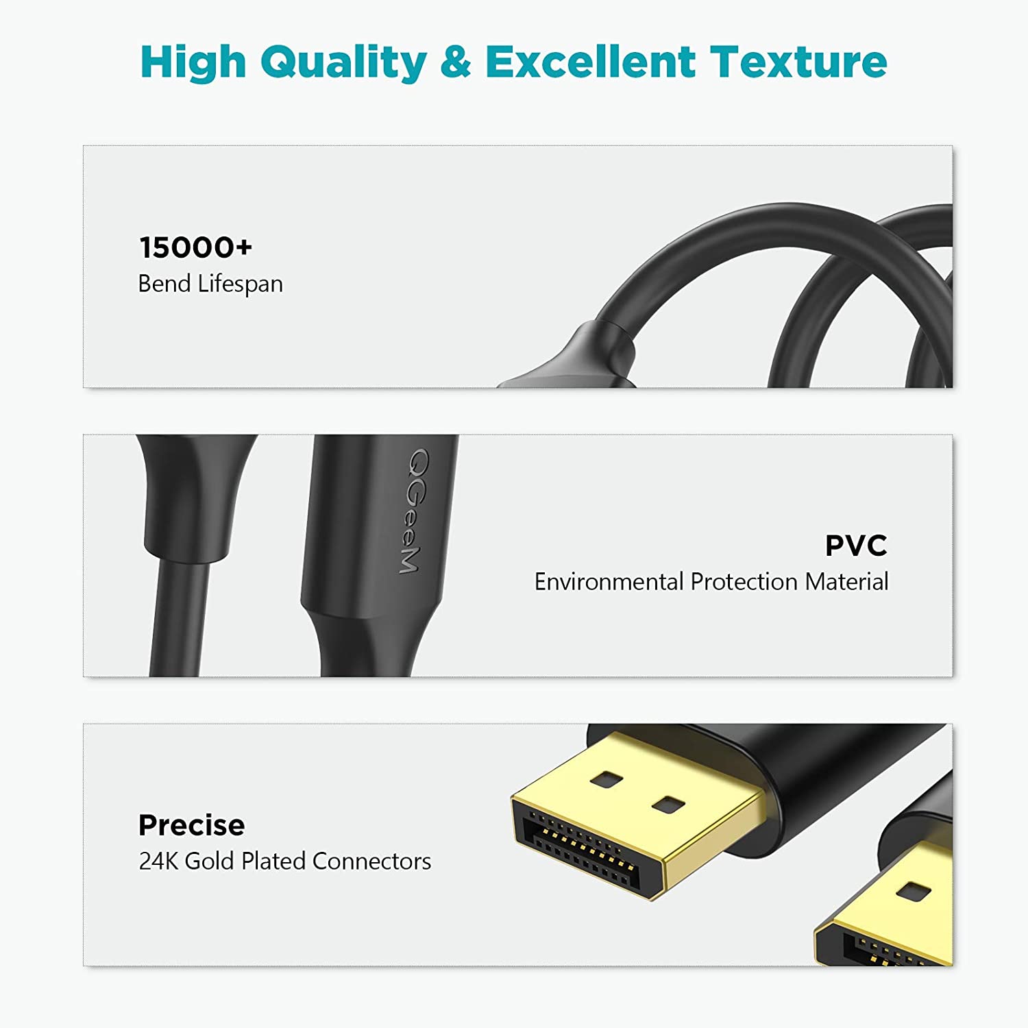 QGeeM DisplayPort to DisplayPort 4K Cable - QGeeM