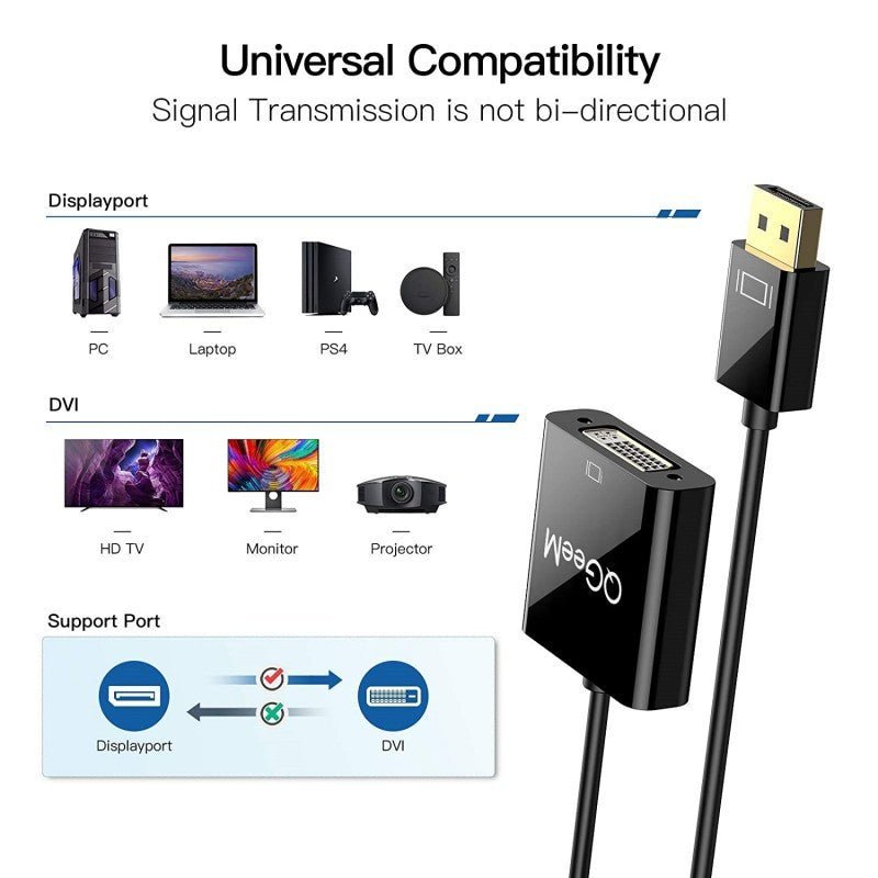 QGeeM DisplayPort to DVI DVI - D Single Link Adapter - QGeeM
