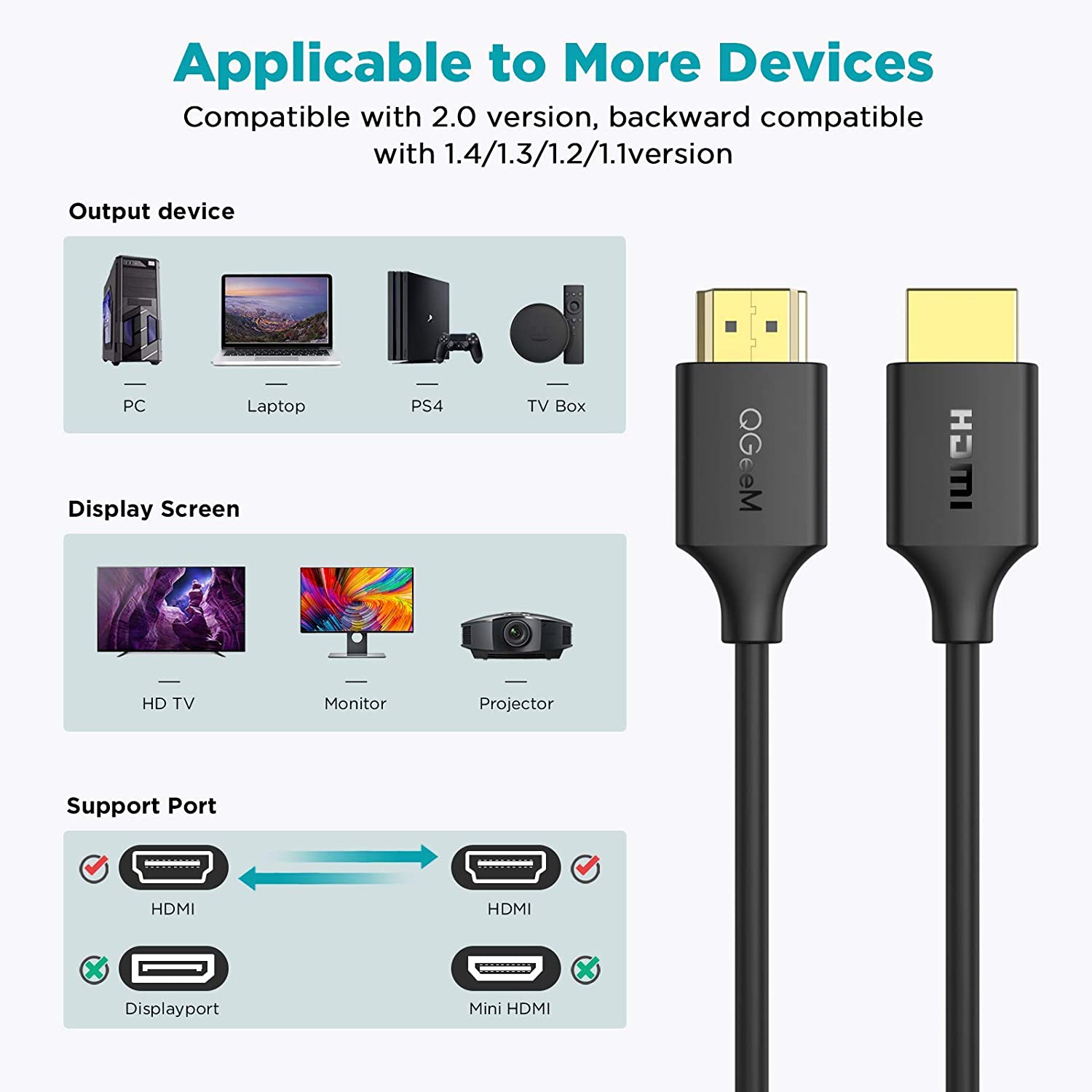 QGeeM HDMI To HDMI 2.0 4K Cable - QGeeM