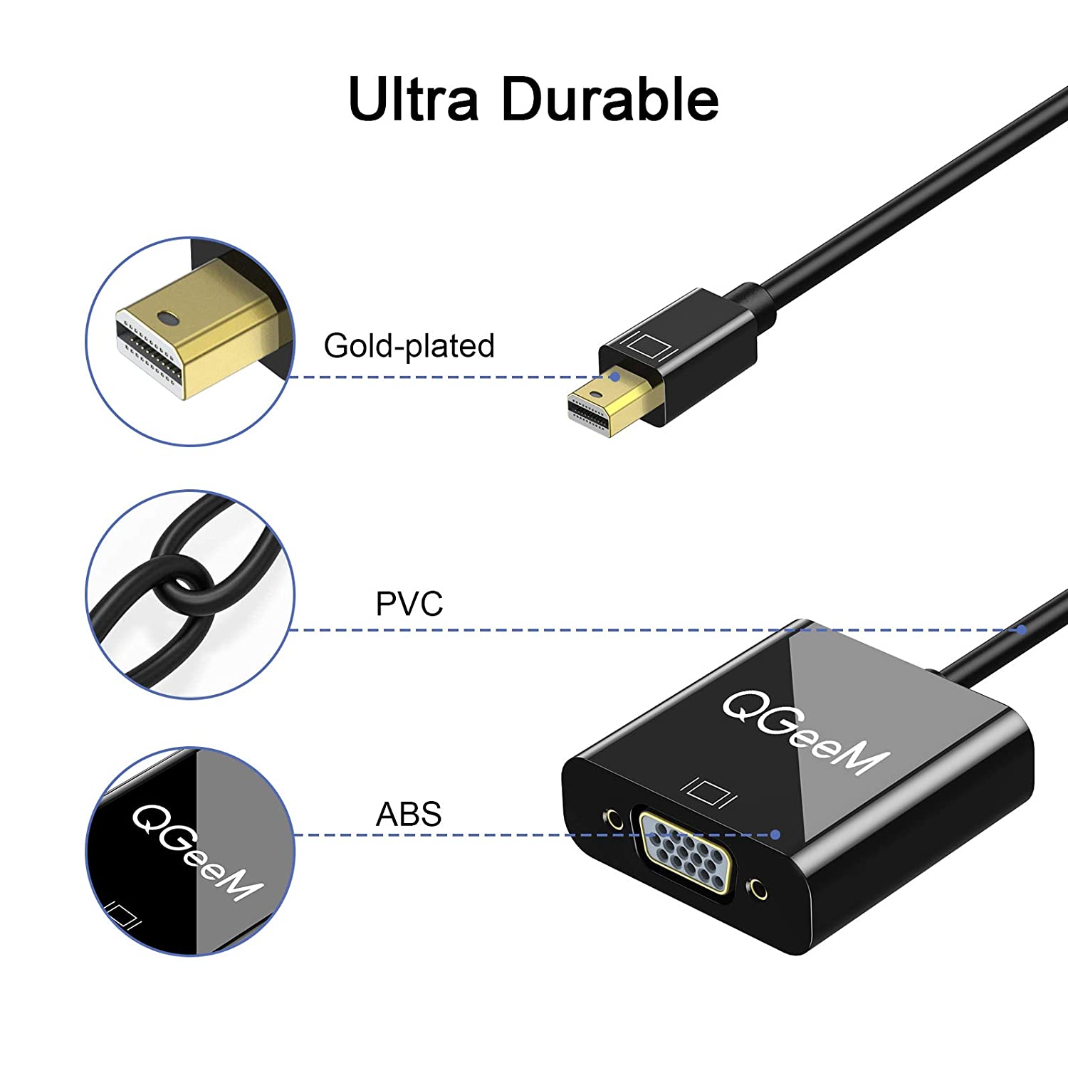 QGeeM Mini DP to VGA Adapter - QGeeM