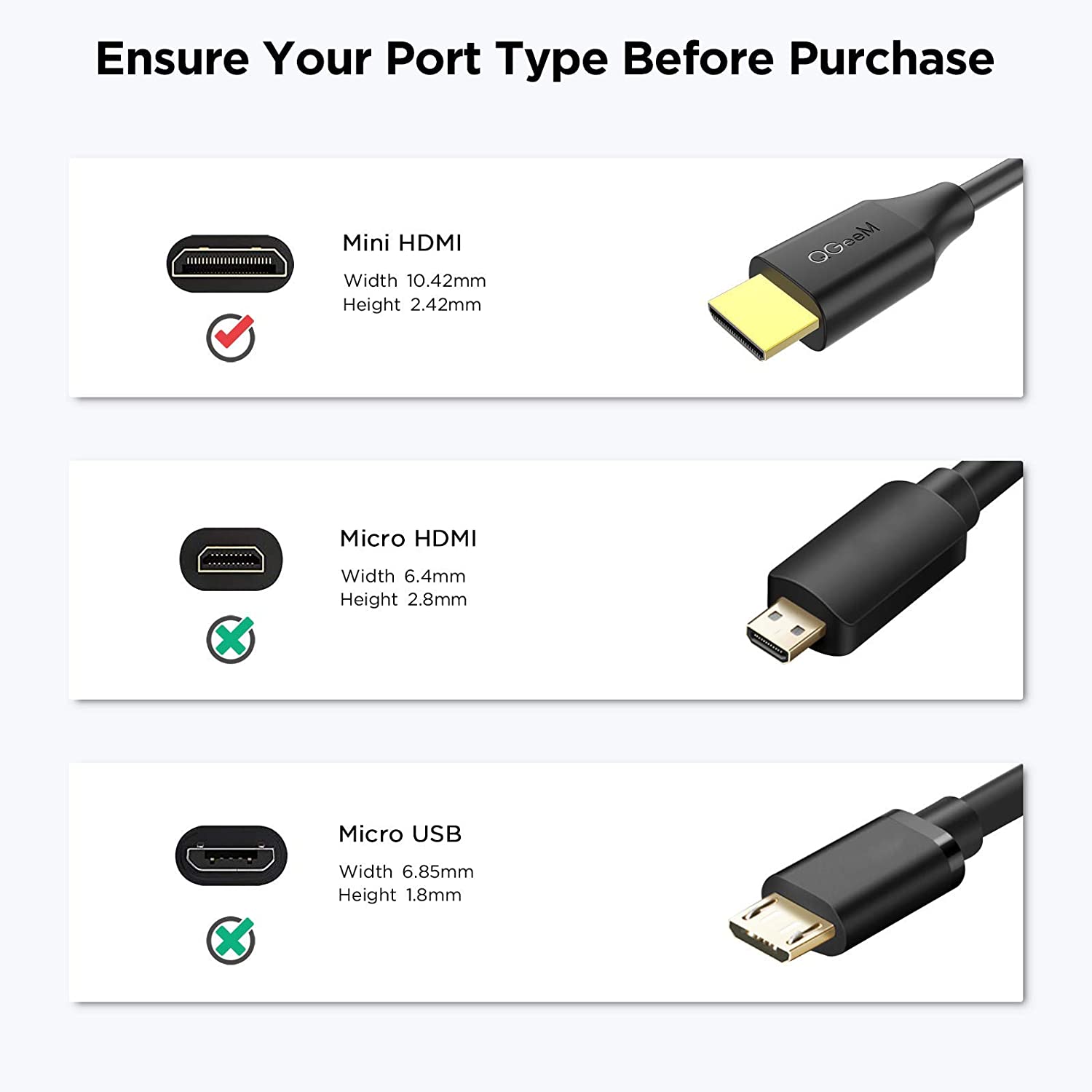 QGeeM Mini HDMI to HDMI Cable - QGeeM