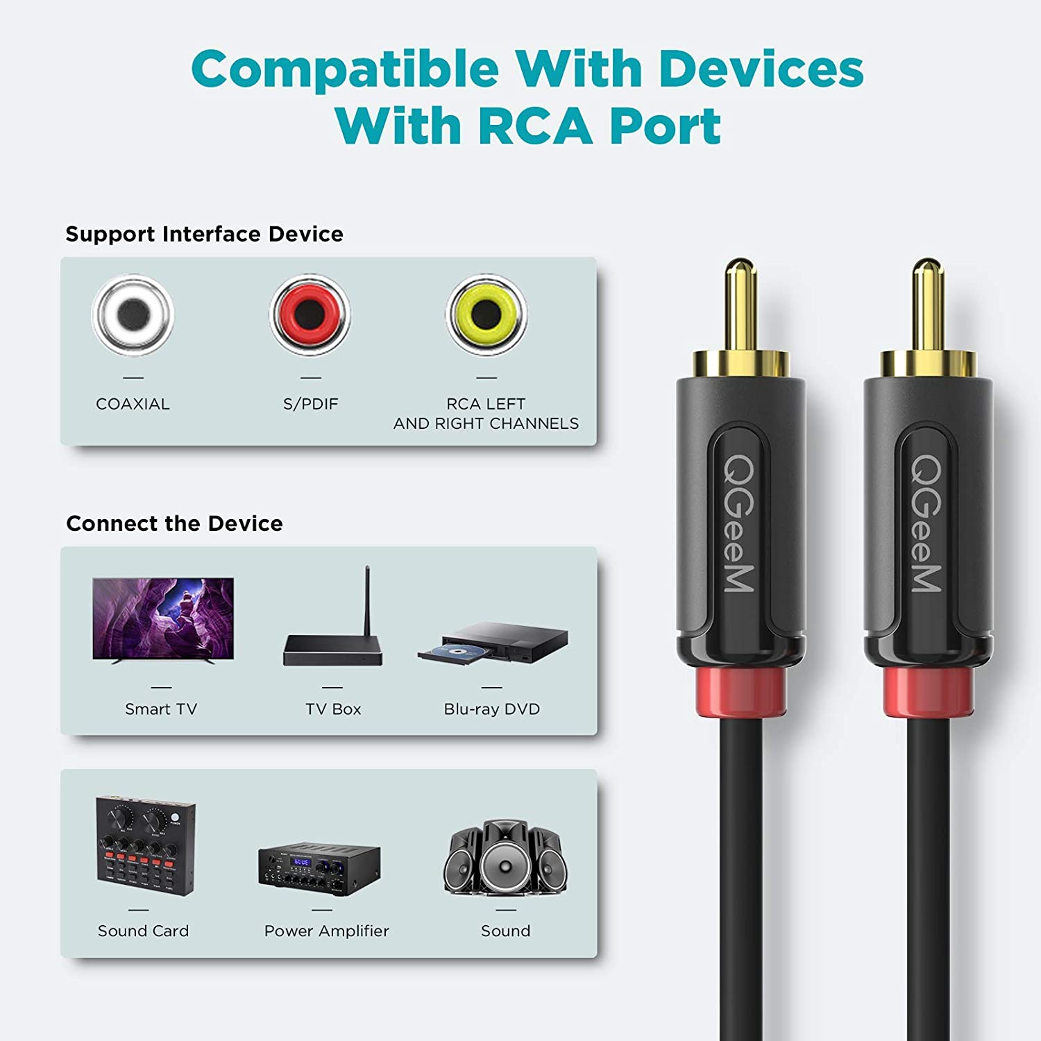 QGeeM RCA Male to Male Cable - QGeeM