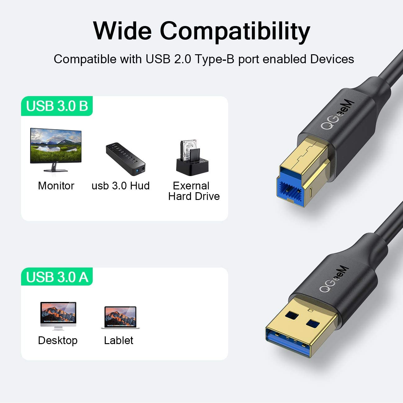 QGeeM USB 3.0 Male to Male Cable - QGeeM