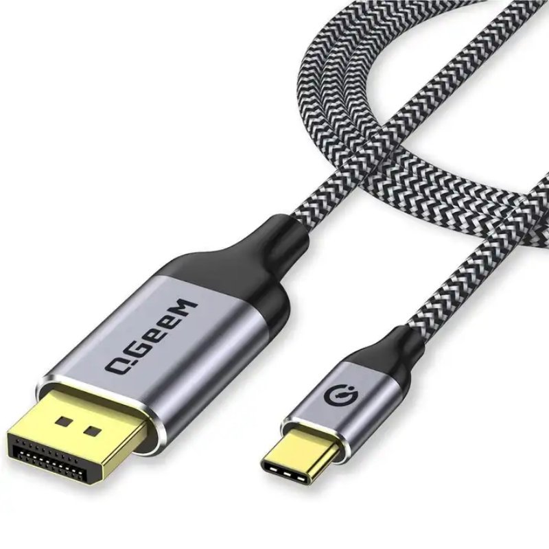 QGeeM USB C to DisplayPort 1.4 Cable 8K@60Hz/4K@240Hz Unidirectional Thunderbolt 4/3 to DisplayPort Cord USB C to DP 32.4Gbps Compatible iPhone 16, MacBook Pro/Air, iPad, Mac Mini, Galaxy, XPS - QGeeM