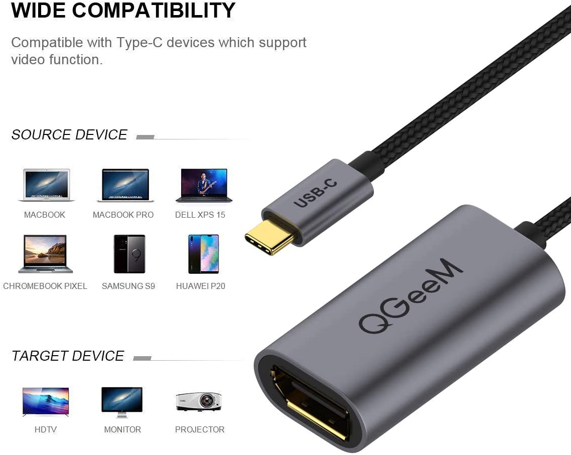 QGeeM USB C to DisplayPort Adapter-Thunderbolt 3 - QGeeM