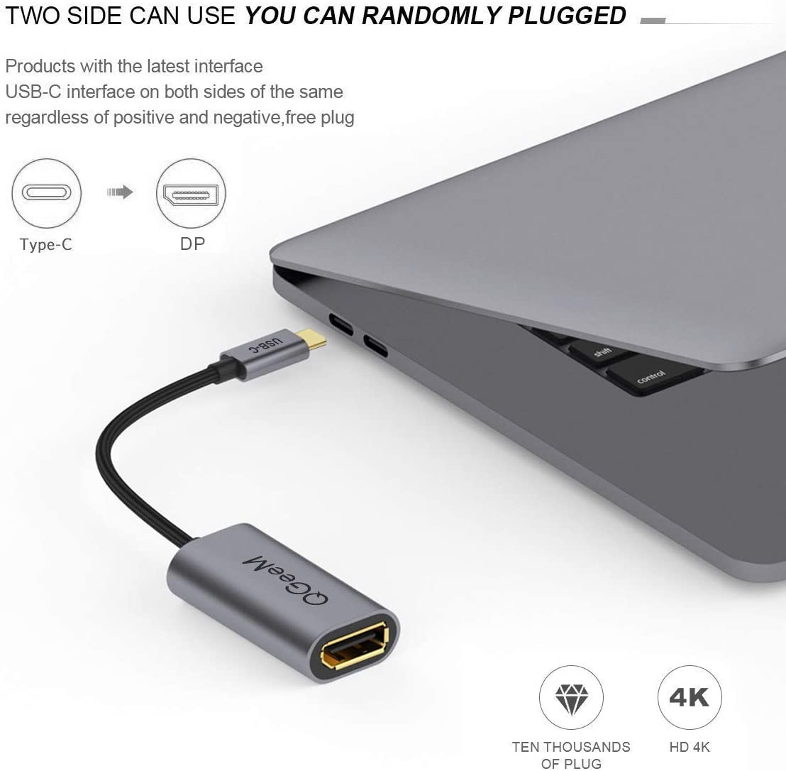 QGeeM USB C to DisplayPort Adapter-Thunderbolt 3 - QGeeM