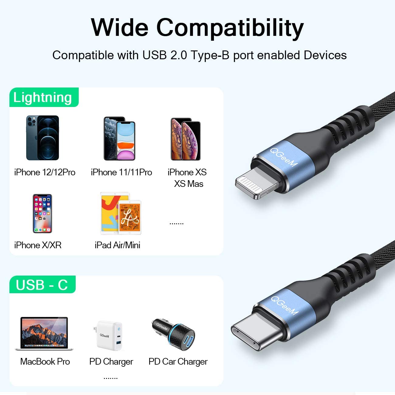 QGeeM USB C to Lightning Cable - QGeeM