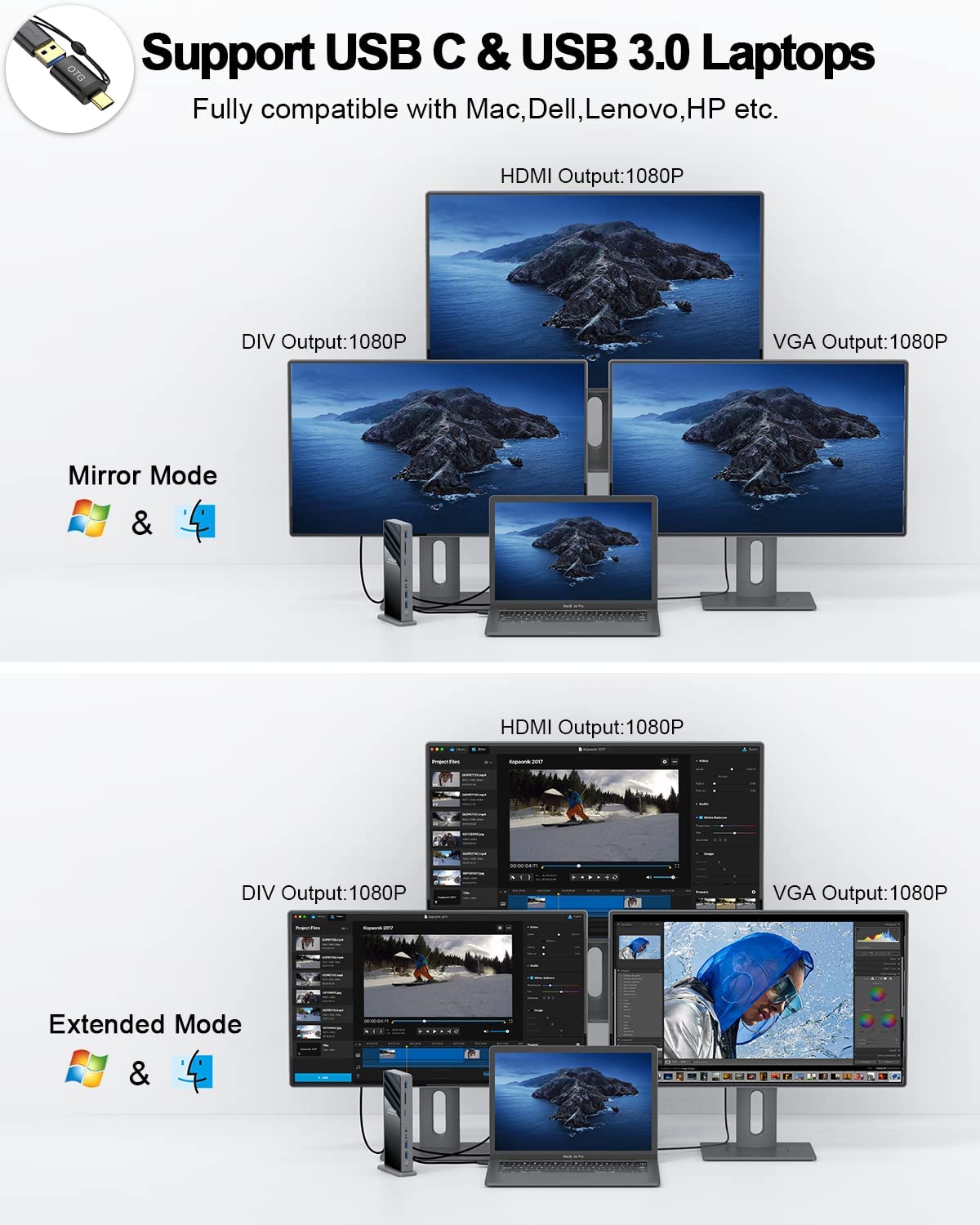 UOEOS13-in-1 USB C Laptop Docking Station - QGeeM