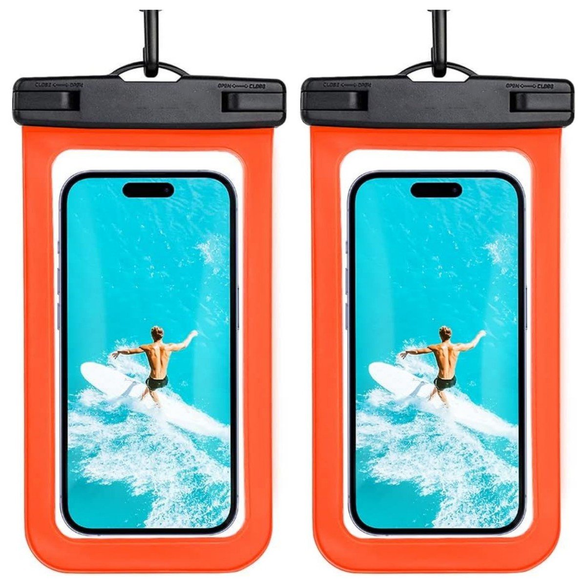 Waterproof Phone Pouch, Universal Case Compatible for iPhone 15 14 13 12 Pro Max Plus Up to 8.3", IPX8 Beach Travel Essentials-Black-2 Pack - QGeeM