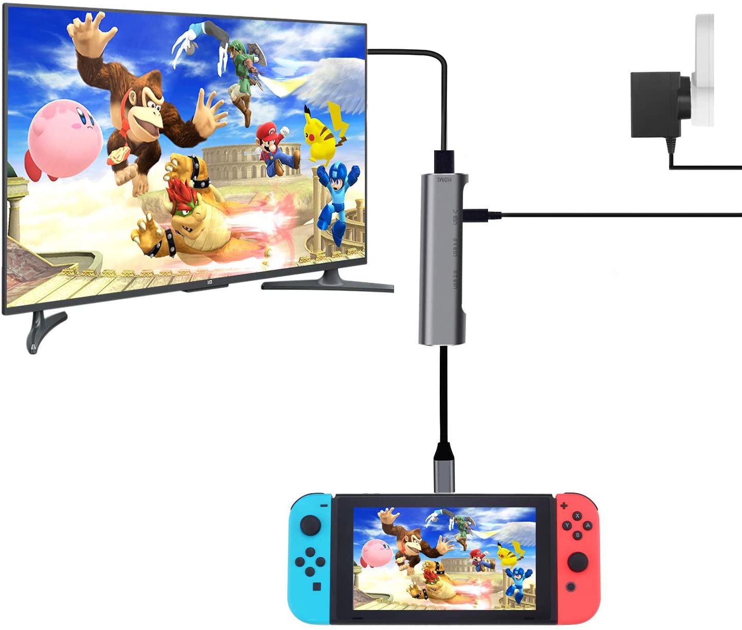 How to play Nintendo switch Animal Crossing on TV with QGeeM 5 in 1 hub - QGeeM