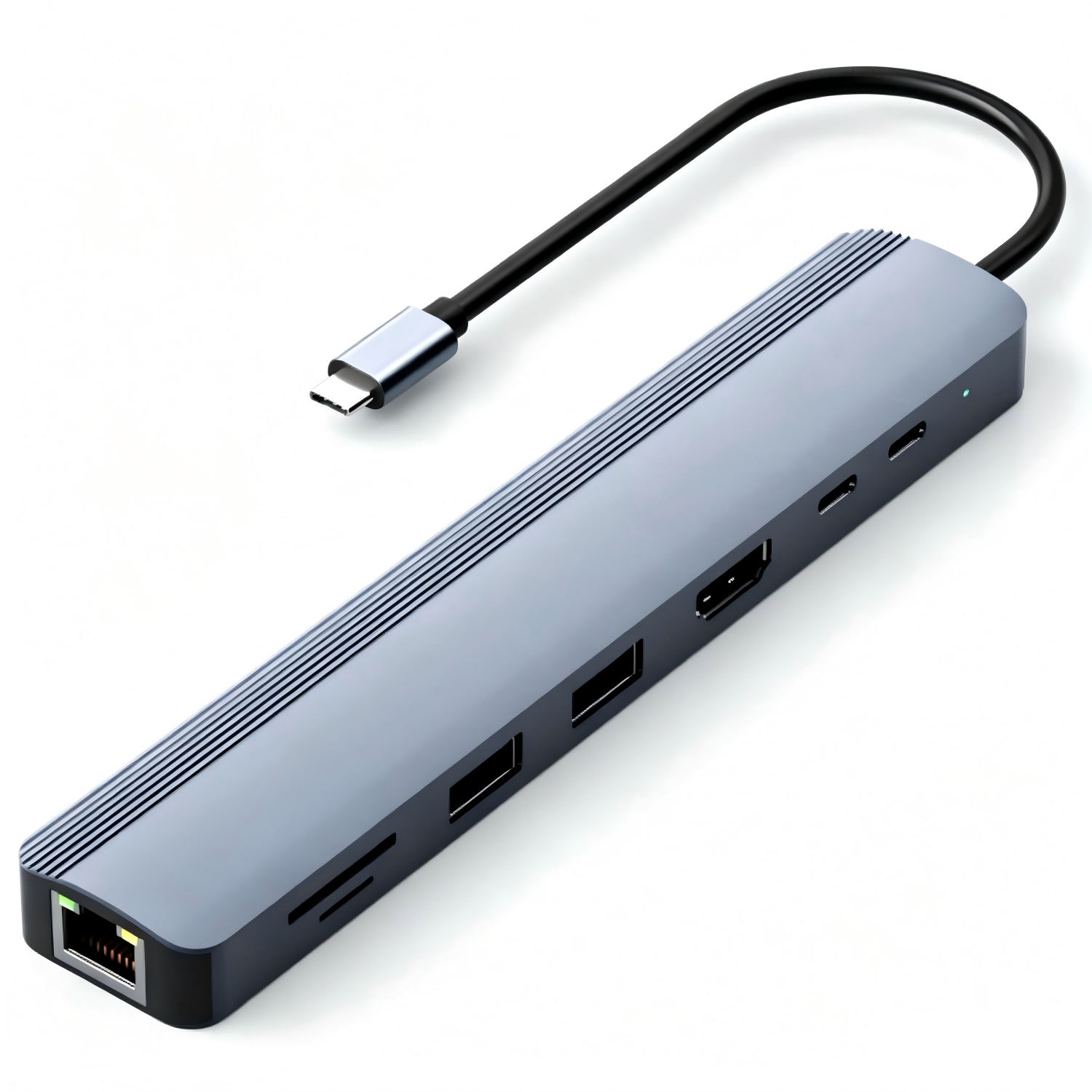 8-in-1 USB C Hub Multiport Adapter , Multiple Ports Dongle Dock with 4K@60Hz HDMI, 1000Mbps RJ45 Ethernet,100W PD, 2xUSB-A 3.0, USB-C Data Port, SD/TF Card Reader for Laptop MacBook Air/Pro-UH08-27-A-0.12-SY