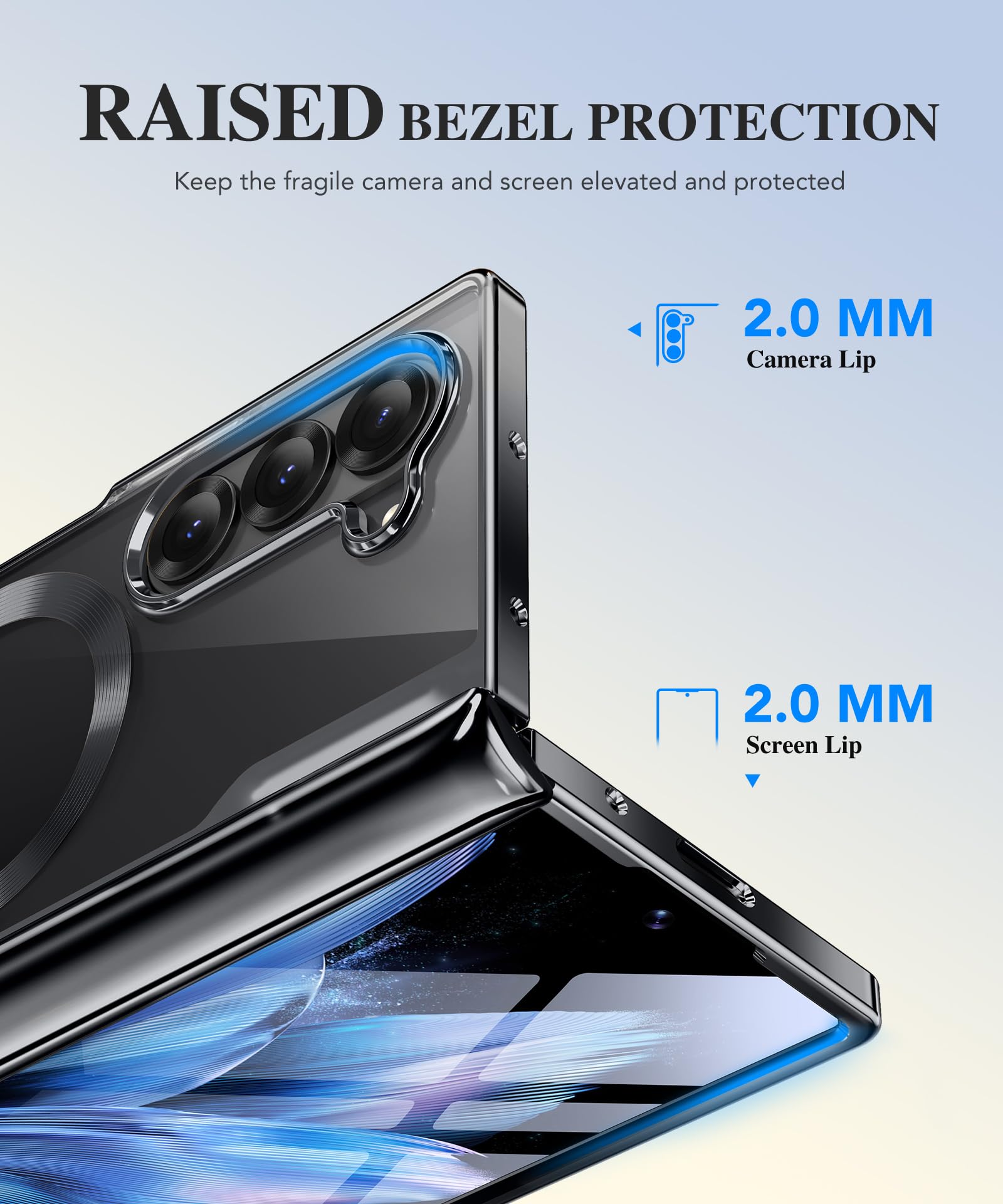 QGeeM for Galaxy Z Fold 7 Case, Compatible with MagSafe, Built-in Screen Protector & Hinge Protection, Clear Plating Design Full-Body Slim Shockproof Phone Case, Black